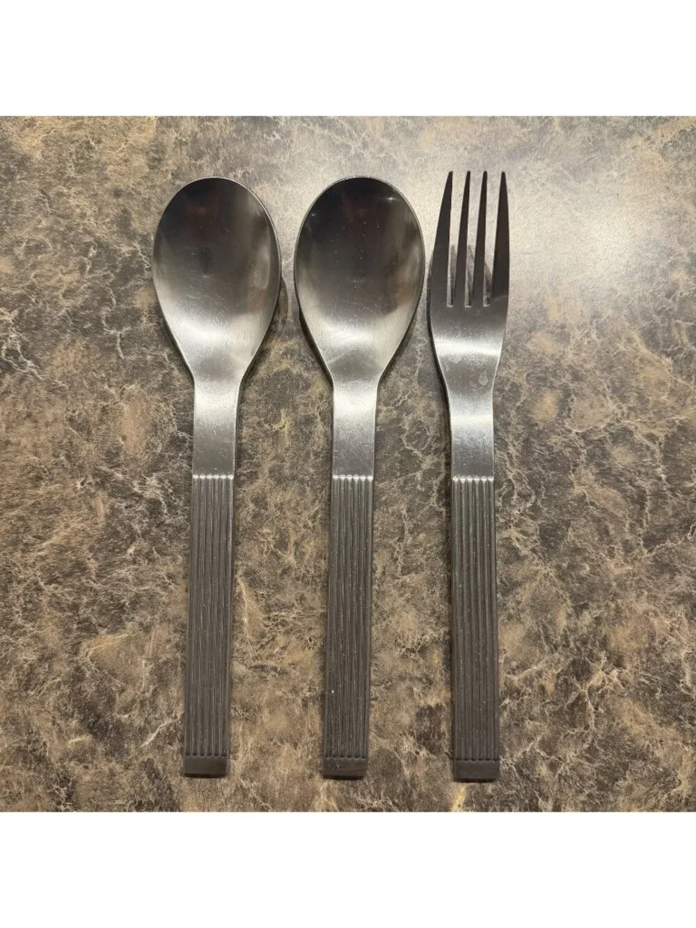 Dansk Thebe Stainless 3 Serving Set Serving Spoon Meat Fork Japan Satin Ribbed